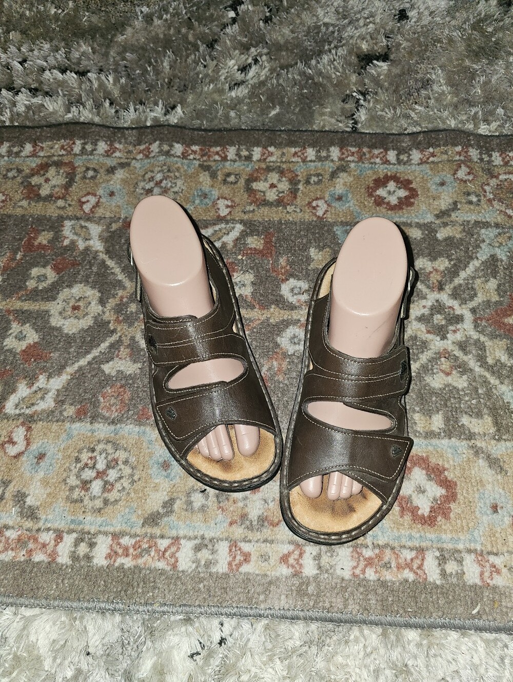 FINN COMFORT 'Milos' Strappy Espresso Brown Sandals Size 7/37 NICE!!